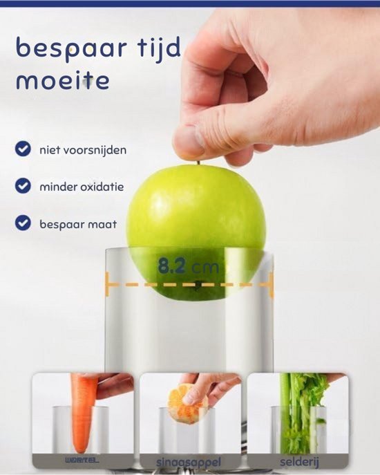 Kitchen Juicer - Slow Juicer - Extra Grote Vultrechter - Sapcentrifuge Voor Fruit En Groenten - BPA-Vrij - 3 Snelheden - 1200 Watt - Titanium Messen - Voor Gezonde En Verse Sappen - Zilver van BOG — afbeelding 2