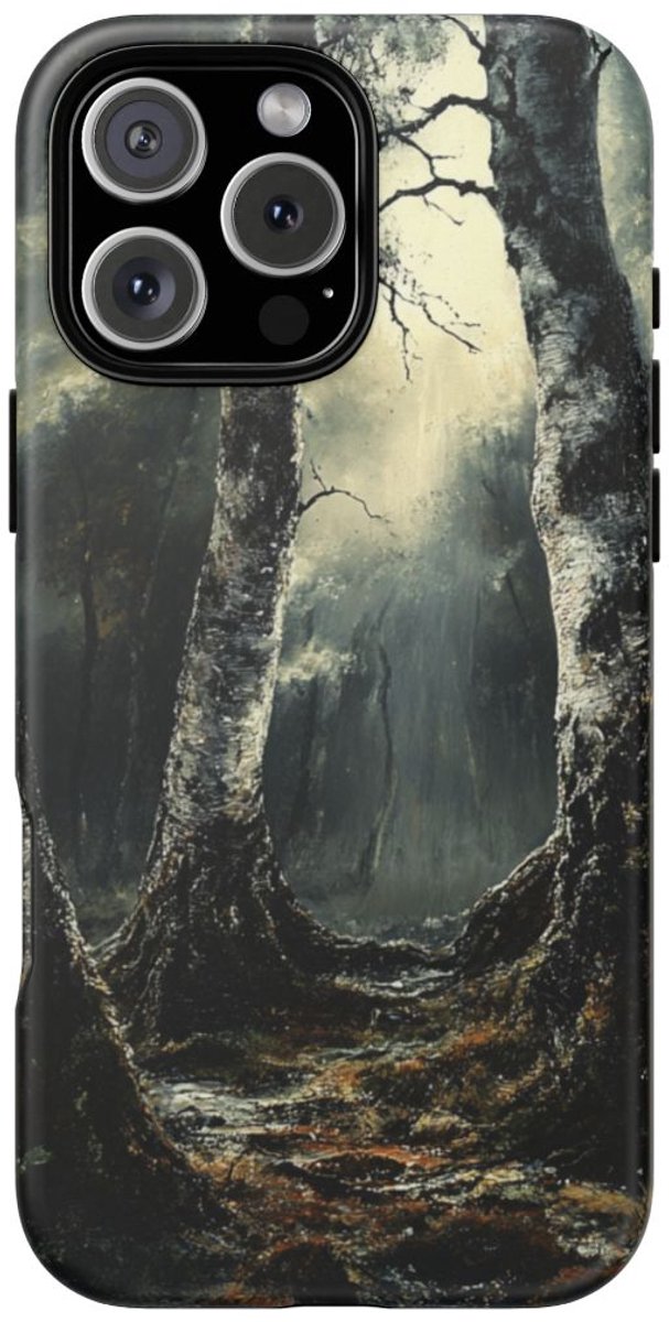 Donker Berkenbos met Hemels Licht – Telefoonhoesje Geschikt voor iPhone 16 Pro Max