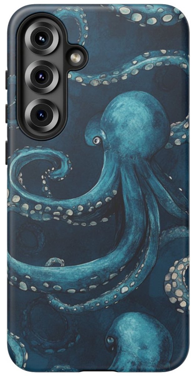 Blauw Octopus Tentakelpatroon – Telefoonhoesje Geschikt voor Galaxy S25 Plus