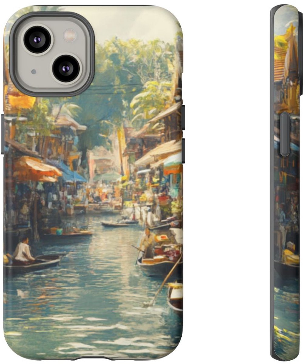 Levendige Watermarkt aan het Kanaal – Telefoonhoesje Geschikt voor iPhone 14