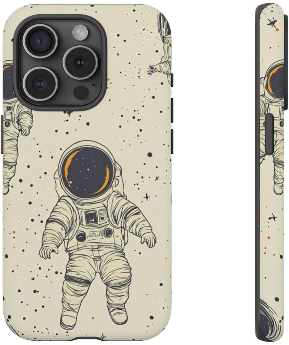 Astronauten en Planeten Patroon – Telefoonhoesje Geschikt voor iPhone 15 Pro