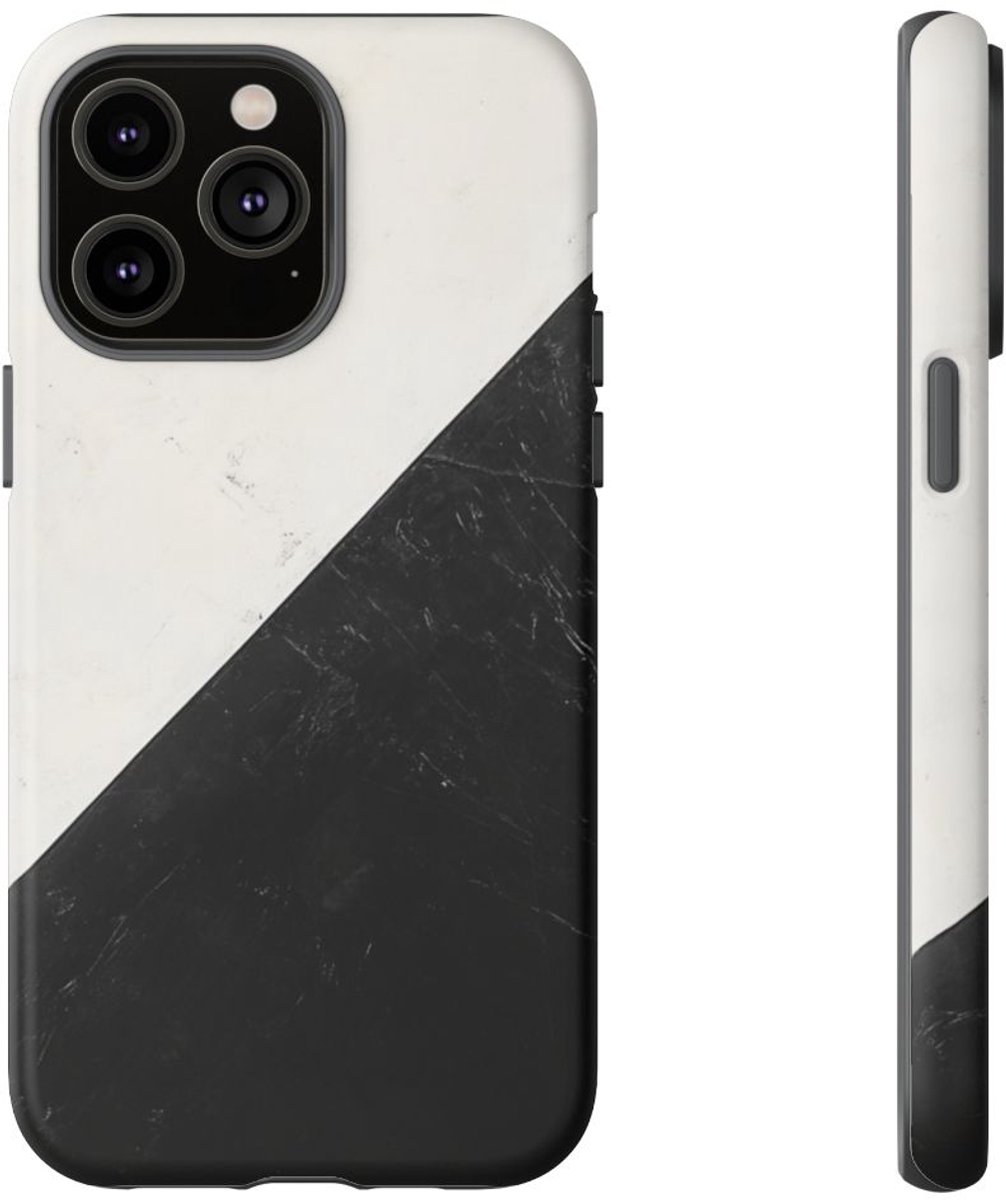 Zwart-Wit Driehoekenvlag Ontwerp – Telefoonhoesje Geschikt voor iPhone 14 Pro Max