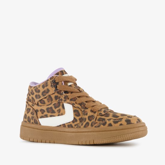 Blue Box hoge meisjes sneakers met panterprint bruin - Maat 39 - Uitneembare zool