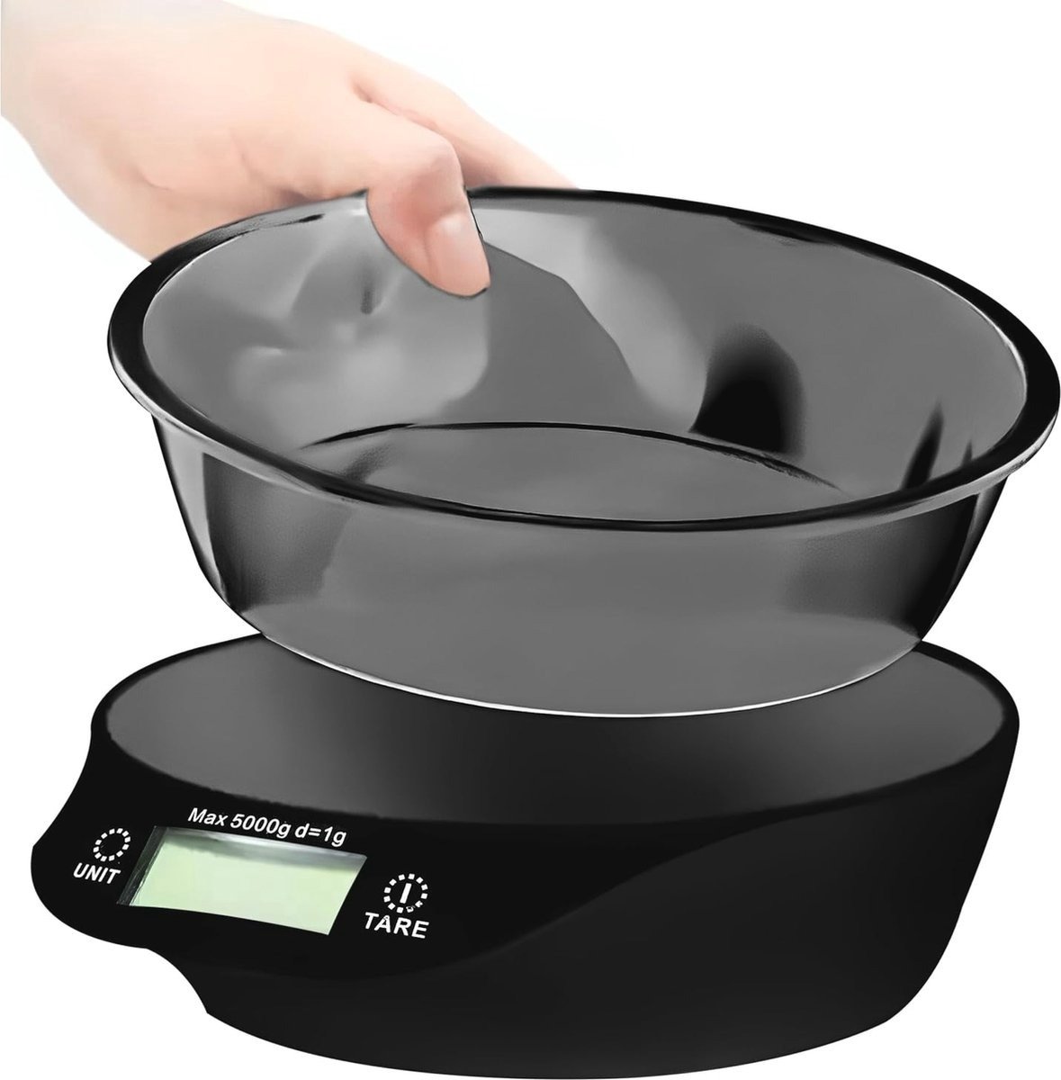 WNHB® Digitale Keukenweegschaal met Mengkom – Tot 5 kg – LCD-display & Tarra-functie – Nauwkeurige Weegschaal voor Koken en Bakken