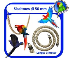 Jungle sisal Speeltouw / zit touw / vogelspeelgoed Ø 50 mm & 300 cm lang - vogel touw - - ara’s - grote papegaaien - grote kaketoe soorten – grote Tropische vogels e.d