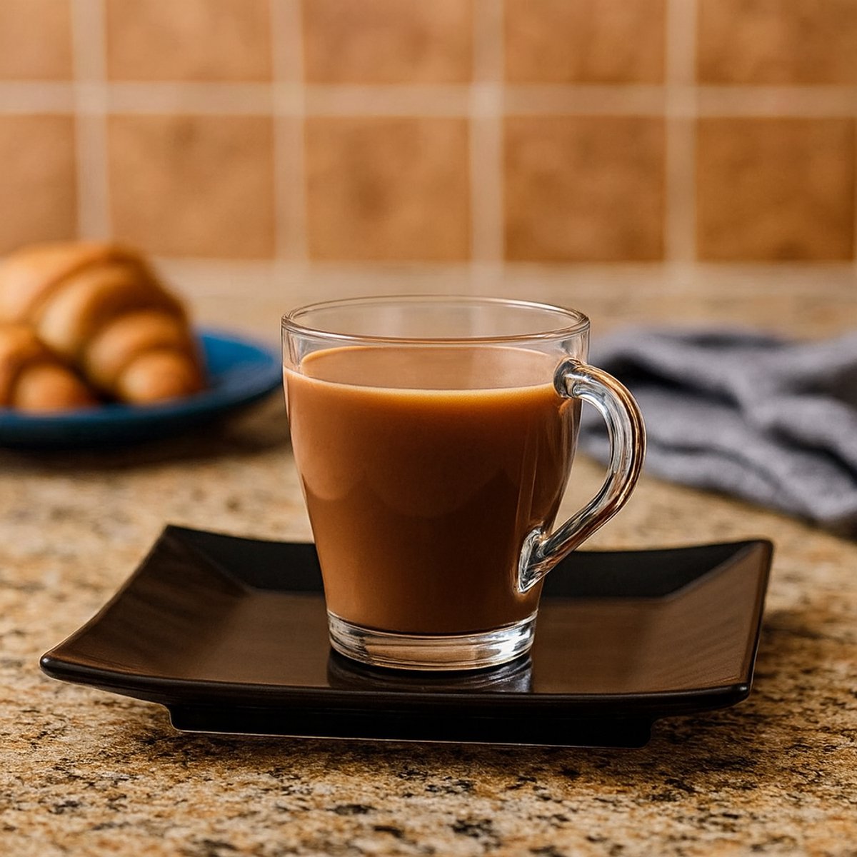 Set van 6 Glazen Koffiekopjes – 250 ml – Hittebestendig – Transparant – Thee- en Espresso Mokken met Oor – Modern Design