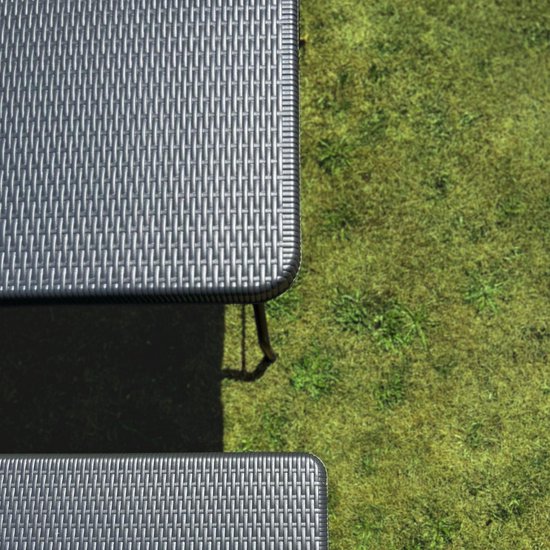 Rijoka Inklapbare Picknicktafel - Rattan Design - Klaptafel met 2 Klapbanken - Biertafel 6 tot 8 personen - Draagkracht 150kg - Taupe van Rijoka — afbeelding 2