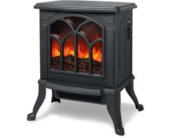 Elektrische open haard Elektrische kachel Kachel met vuureffect Verwarming Vrijstaande open haard 1500W - Zwart