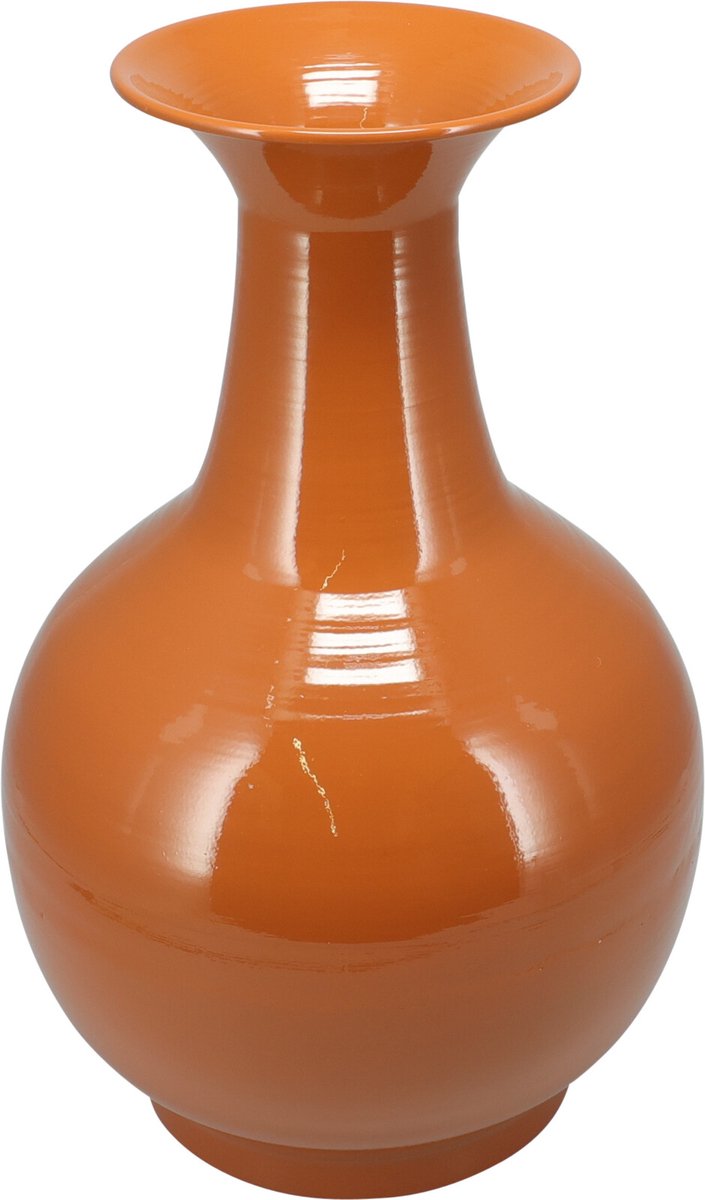 In & Out Deco Bol Vaas - Zink - Karamel - Hoogglans - 38 cm hoog - 24 cm rond hoogglans karamel