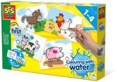 SES Creative- My First - Kleuren met Water - Boerderij dieren – verven - Zonder Geknoei - inclusief 4 kleurplaten en kwast - steeds opnieuw te gebruiken – 1 tot 4 jaar