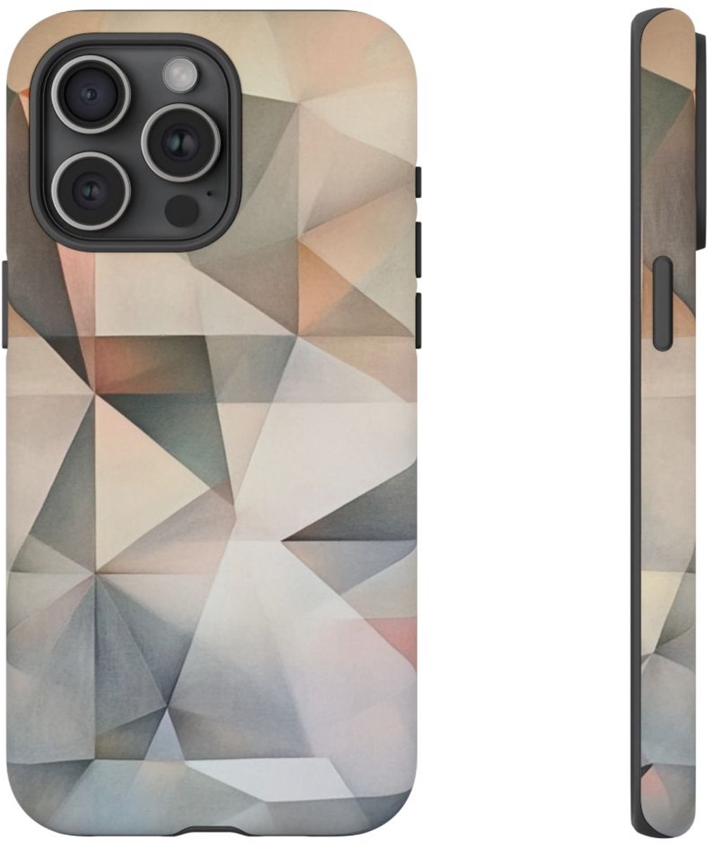 Subtiele Pastel Geometrische Abstractie – Telefoonhoesje Geschikt voor iPhone 15 Pro Max