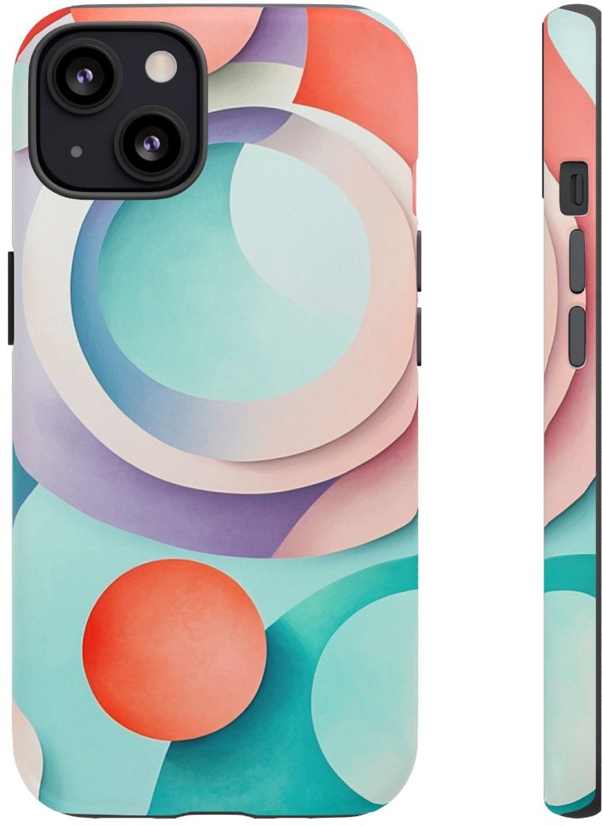 3D Pastel Cirkels Abstracte Kunst – Telefoonhoesje Geschikt voor iPhone 13