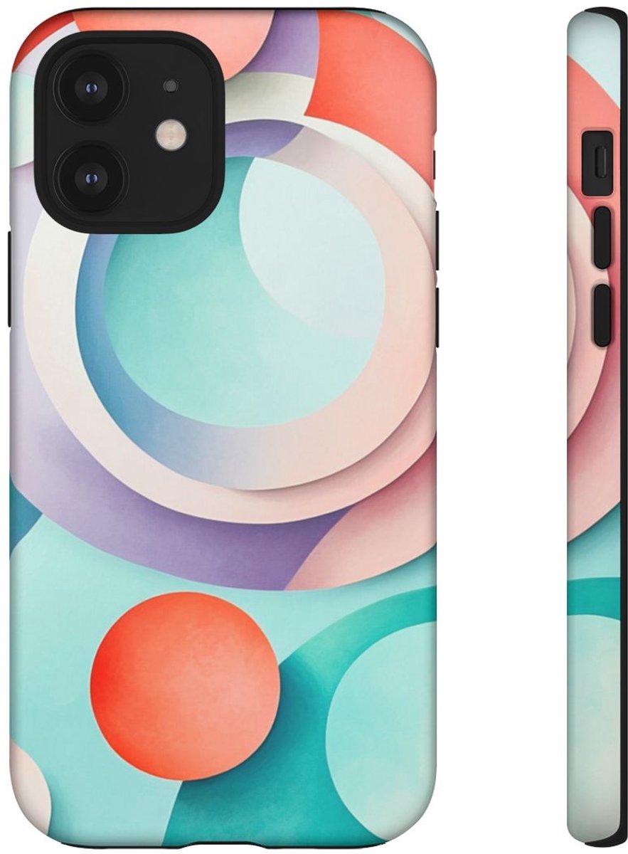 3D Pastel Cirkels Abstracte Kunst – Telefoonhoesje Geschikt voor iPhone 12