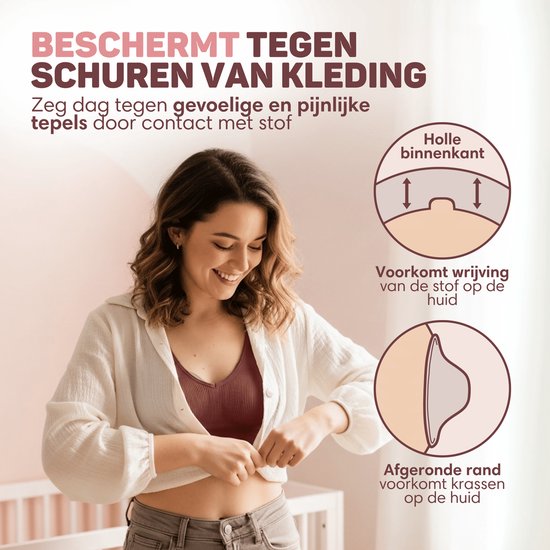 Beschermt tegen schuren van kleding. Voorkomt wrijving van stof op de huid. Afgeronde rand voorkomt krassen op de huid.