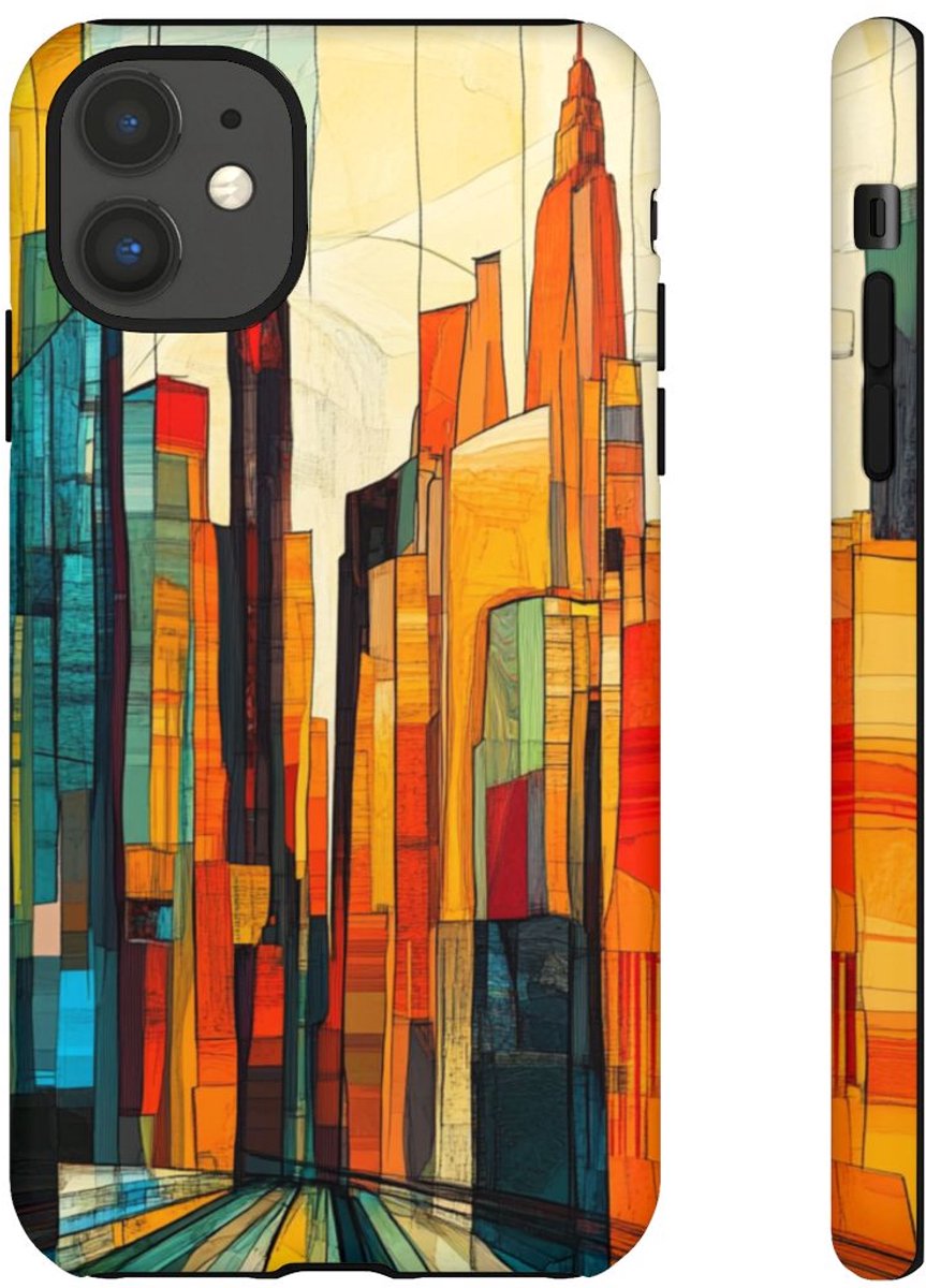 Abstracte Stedelijke Lijntekening – Telefoonhoesje Geschikt voor iPhone 11