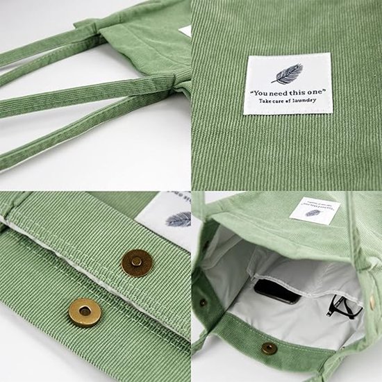 Sac fourre-tout en velours côtelé, joli sac à bandoulière pour femme avec poche intérieure, idéal pour le travail, la plage, les voyages et le shopping