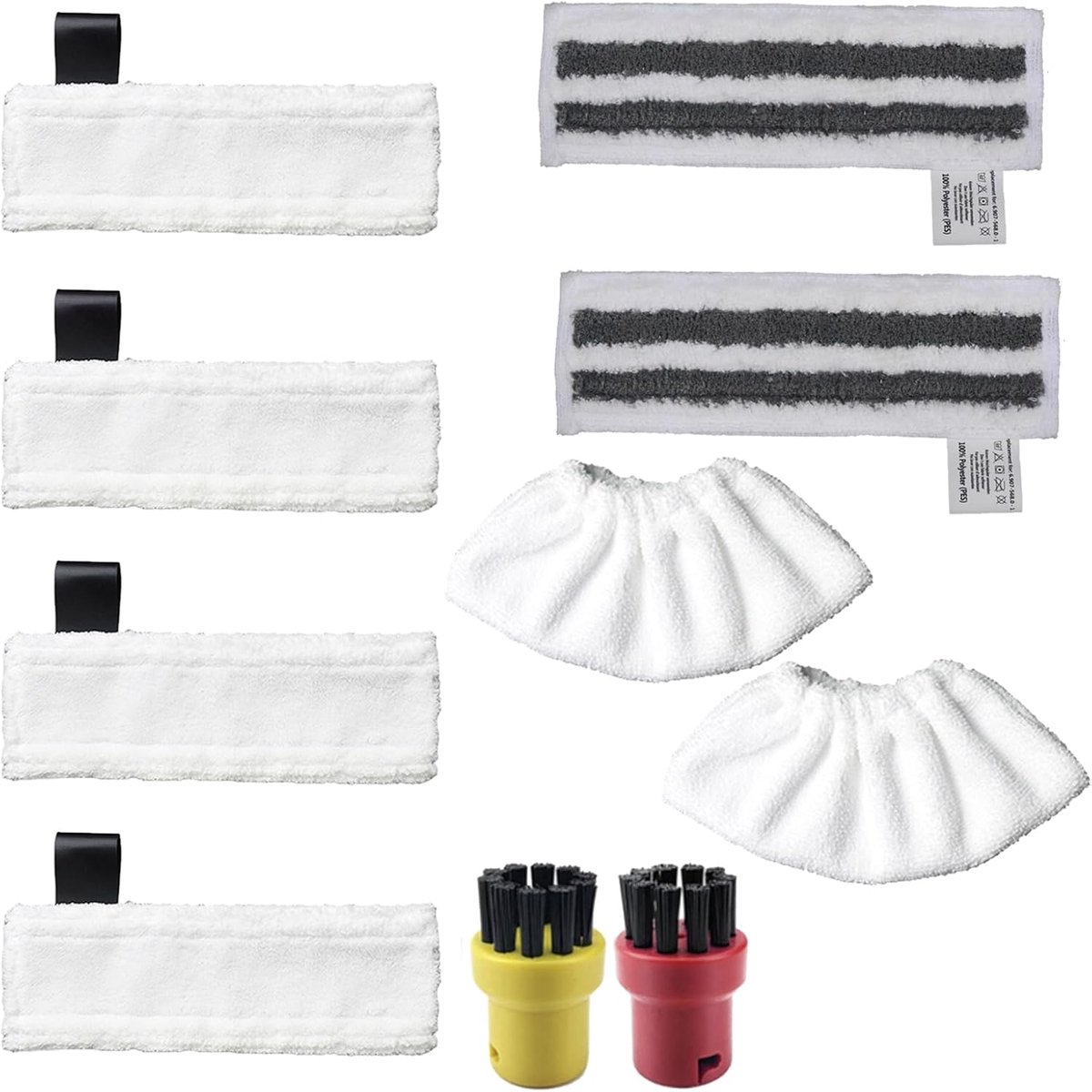 10 stuks stoomreiniger-accessoireset - compatibel met EasyFix SC 2 - SC 3 - SC 4 - SC 5 - reservedoekenset voor alle vloeren - 4 vloerdoeken + 2 schuurdoeken + 2 handsproeiers + 2 ronde accessoires