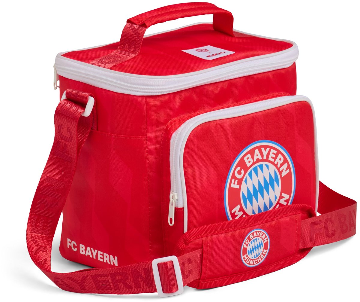 IGLOO Vierkante lunchtas - FC Bayern München - Gelicentieerd fanartikel - Rode koeltas met clublogo - Geïsoleerde lunchbox met schouderband