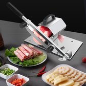 CHIWIN Handmatige Keukensnijder - Vlees en Brood Snijmachine Handmatig - RVS Draaiknop - Instelbare Dikte 03 tot 15 cm - Snijder voor Vlees Brood Kaas Groenten - Zilver