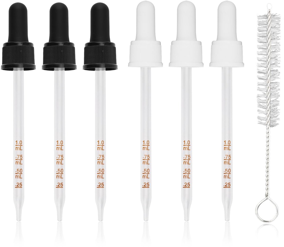 6 Glazen Druppelpipetten, Glazen Pipet met Siliconen Handvat Glazen Oogdruppelaar met Maat