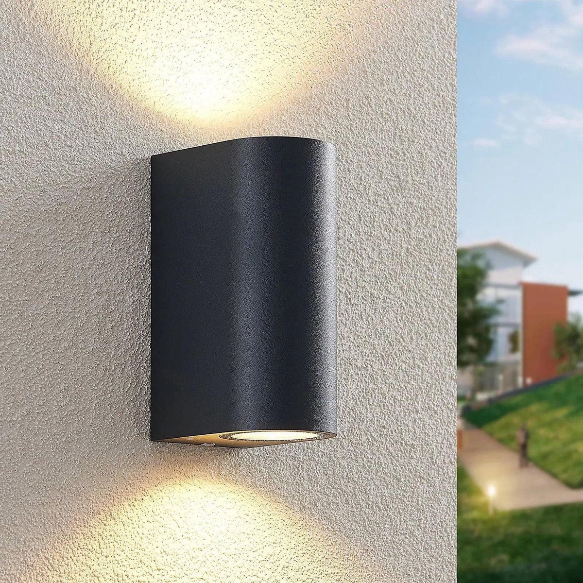 Bamled aluminium wandlamp up‑&‑down IP44 – binnen & buiten – warme LED lichtzicht – modern zwart design