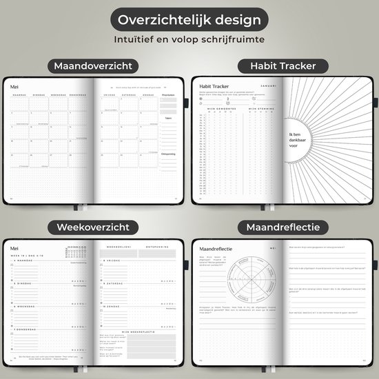 Systemyze Agenda 2025 Adultes - Planificateur 2025 - Journal - Organisateur - Inclus feuilles d'autocollants - Format A5 - Anthracite