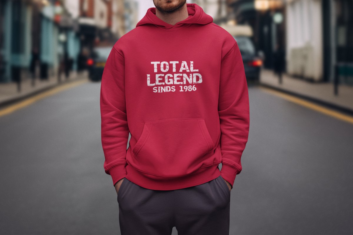 1986 Jaar Rood Hoodie heren - Maat M - Total Legend - Verjaardag Cadeau Mannen - Limited Edition