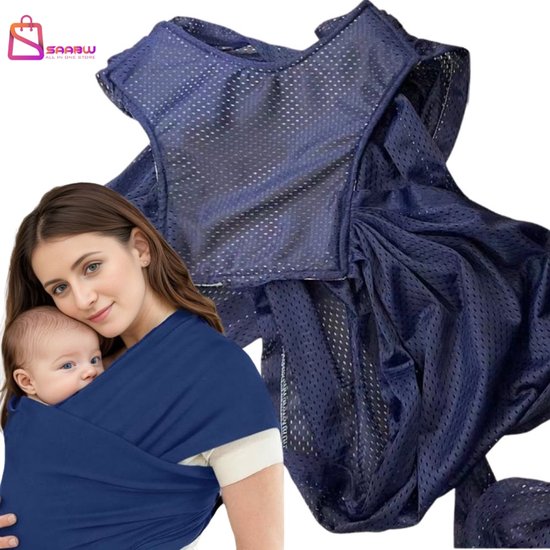 Baby Draagdoek - Navy blauw - Ademend en Ergonomisch - draagzak - Comfortabele Babydrager met Knoopsluiting - draagzak baby - 64888 van Merkloos — afbeelding 2
