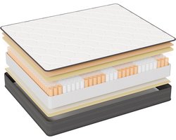 ROYGBlV Pocketveringmatras 90x200 cm Eenpersoons - 22 cm Hoog - 7-Zones Ondersteuning - H4 Stevig - Hypoallergeen