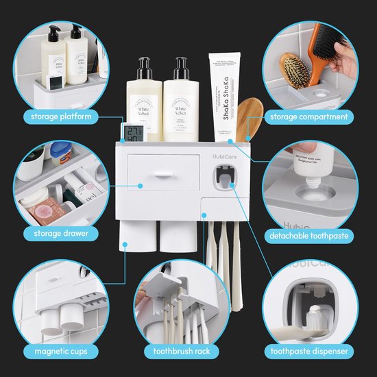 1 Stuks Wall Mount Elektrische Tandenborstelhouder Dubbele Gat Automatische Tandpasta Dispenser Badkamer Accessoires Waterdichte Tandpasta Knijper kopen vanaf een prijs van 4.96