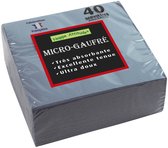 40 serviettes micro-gaufrées gris-bleu, 38x38cm, Fabrication Française