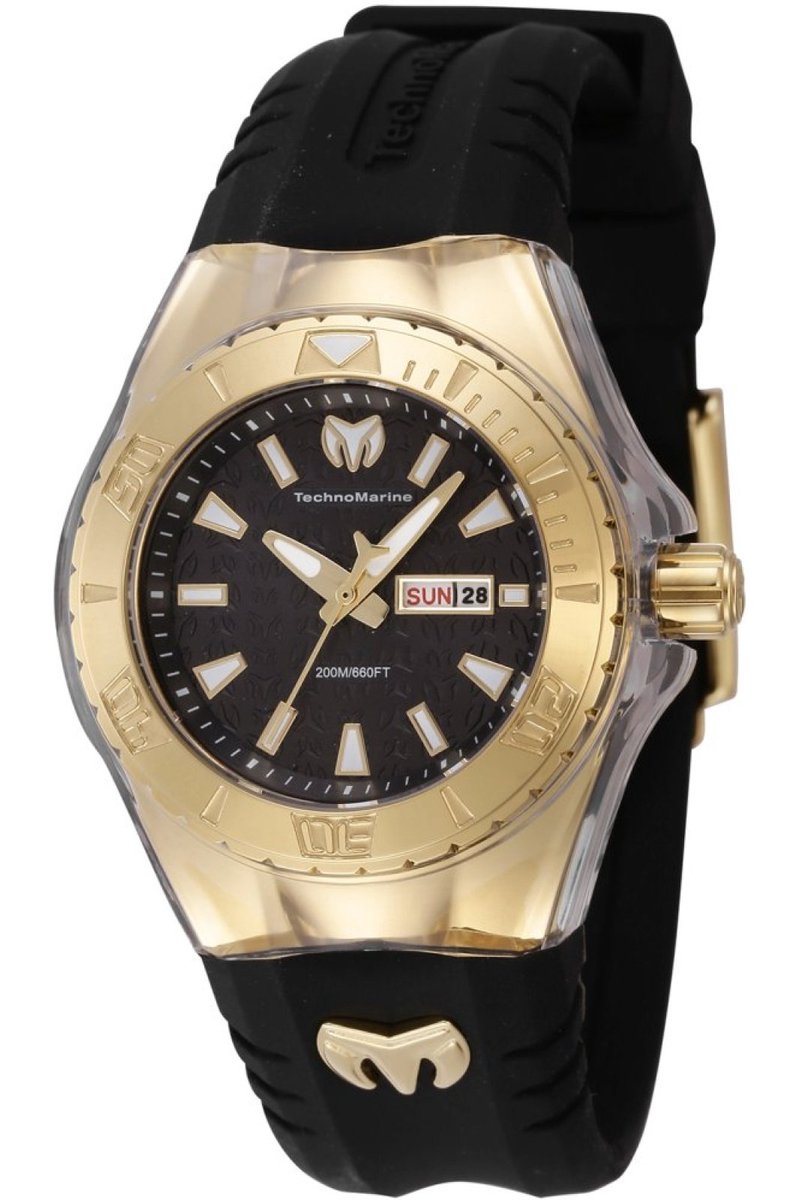 TechnoMarine Cruise TM-122020 Dames Horloge - Waterdicht - Analoog - Quartz Uurwerk - Roestvrij Staal met zwarte Wijzerplaat - 36mm