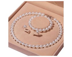9-10mm - Natuurlijk schelpenparel ketting set - Natuurlijke parelketting - parelarmband - pareloorbellen - Bijoux - cadeau - Valentijnscadeaus - verjaardagscadeau - Kerstgeschenken