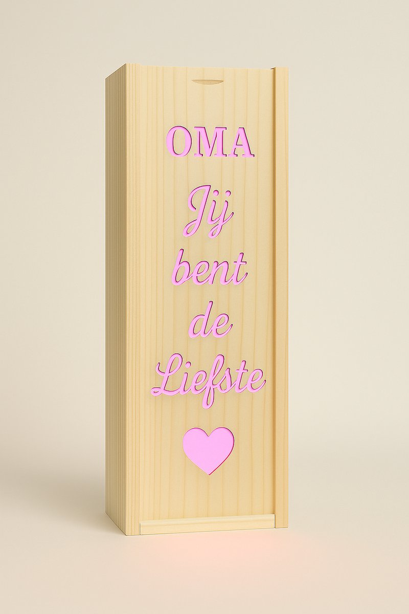 Luxe drankdoos - Oma - Gravure - Met LED-verlichting - Geschenkverpakking - Wijndoos - Wijnkist - Ilumiëllo