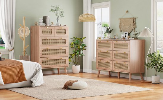 Houten commode met 5 lades voor slaapkamer, smalle
