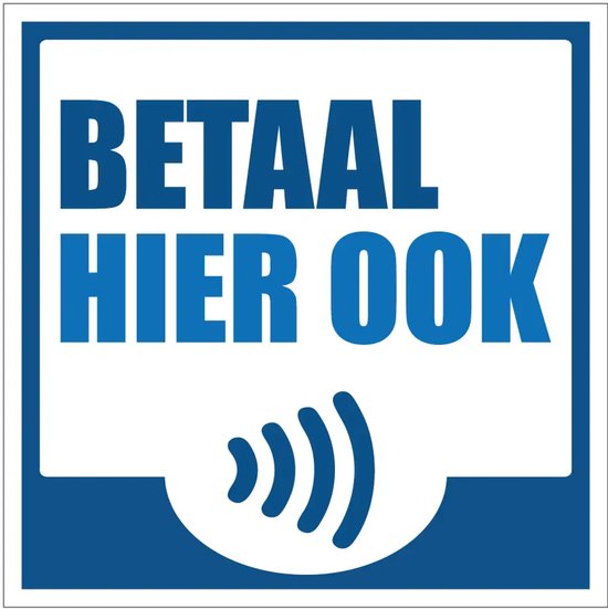 Betaal hier ook contactloos sticker - 40 x 40 cm | bol