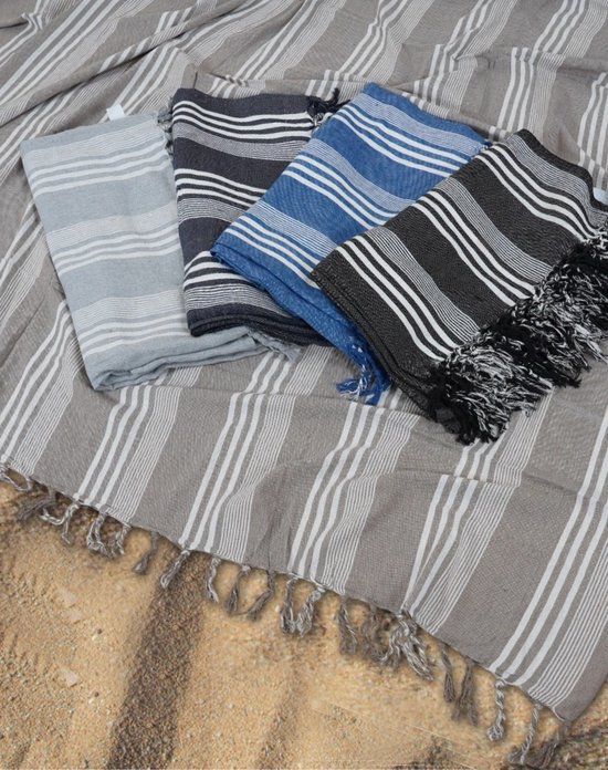 XXXL Strandkleed - Groot strandalken - familie strandlaken - beige/wit - Katoen/polyester - Tweepersoons strandlaken - Sprei