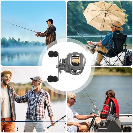 Vismolen - Linkerhand - 10kg Remkracht - Visrol - Vrijloopmolen - Spinmolen - Gladde Visserij Reel - Voor Zoet- en Zoutwater - Bait Cast Reel Combo voor Starters Visgerei van Merkloos — afbeelding 2