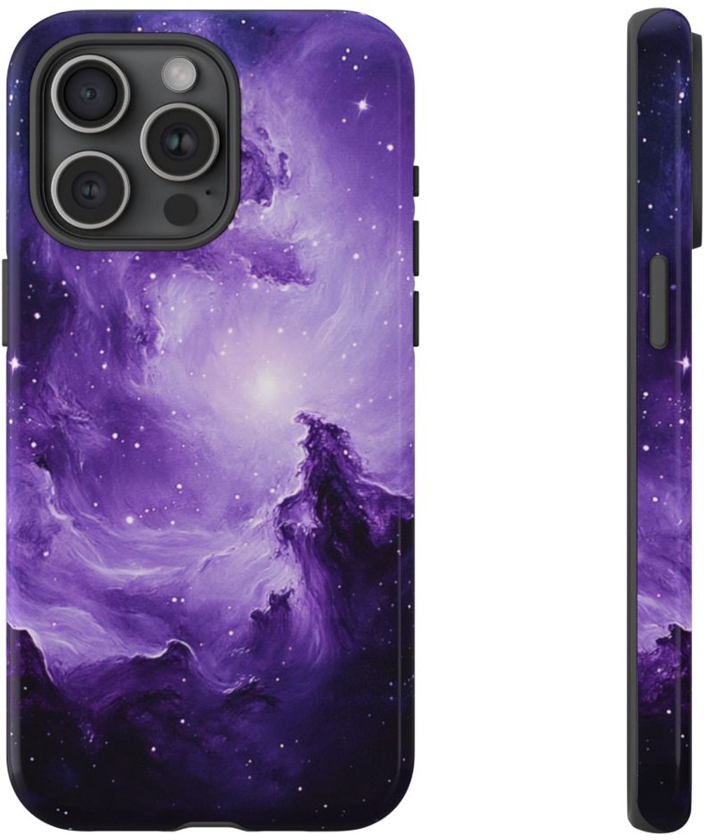 Paarse Nevelgalaxy – Telefoonhoesje Geschikt voor iPhone 15 Pro Max