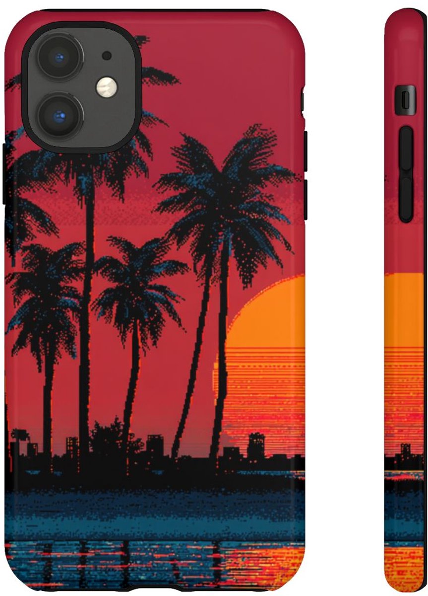 Zonsondergang met Palmbomen Silhouet – Telefoonhoesje Geschikt voor iPhone 11