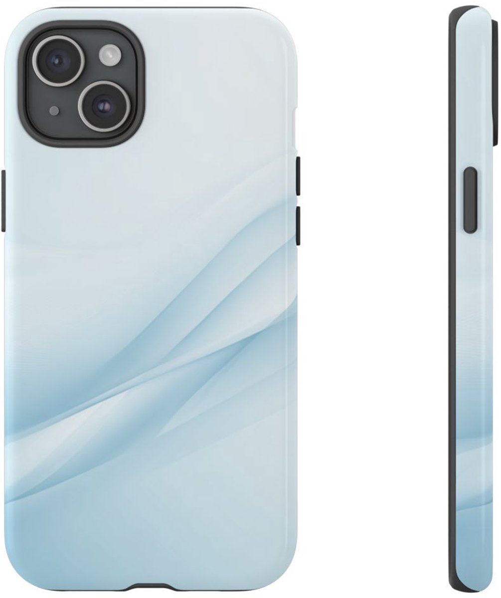 Zachte Lichtblauwe Abstracte Golven – Telefoonhoesje Geschikt voor iPhone 15 Plus