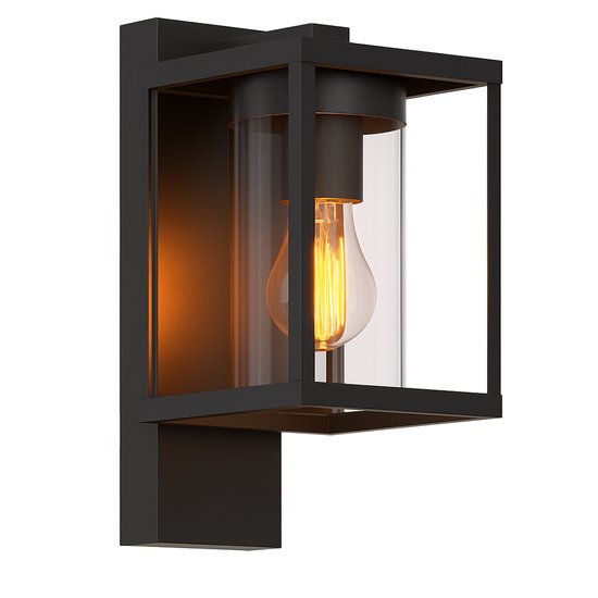 Luminize buitenlamp met schemersensor - wandlamp met dag en nacht sensor - 19x13x27cm - E27 - zwart