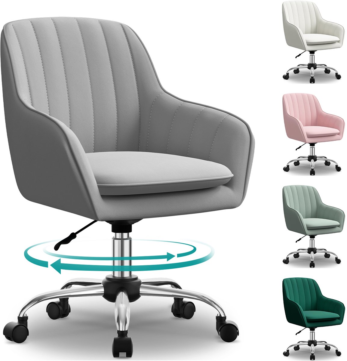 Hiaonyx Bureaustoel-Ergonomische bureaustoel-bureaustoelen voor volwassenen-Dubbel gelaagd zitkussen-360 graden draaibaar-Metalen onderstel-Grijs - Hiaonyx - €89,99