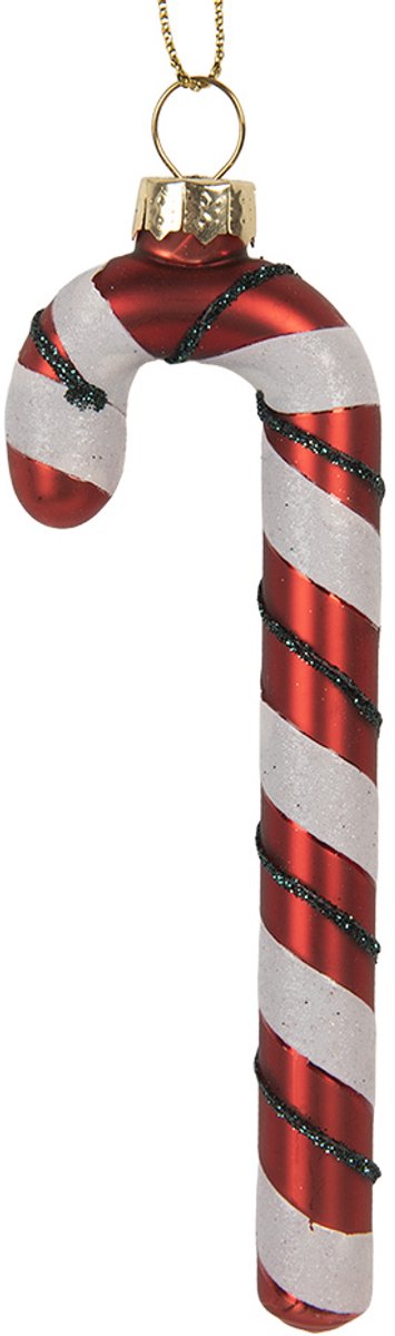 Clayre & Eef Kersthanger Zuurstok 4x1x12 cm Rood Glas