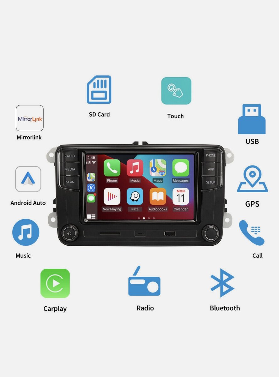 Nieuwe RCD410 PRO CarPlay + Android Auto autoradio voor Volkswagen Caddy Golf Polo 6r Passat Scirocco Tiguan Transporter Touran RNS510 RNS315 RNS315 pasvorm