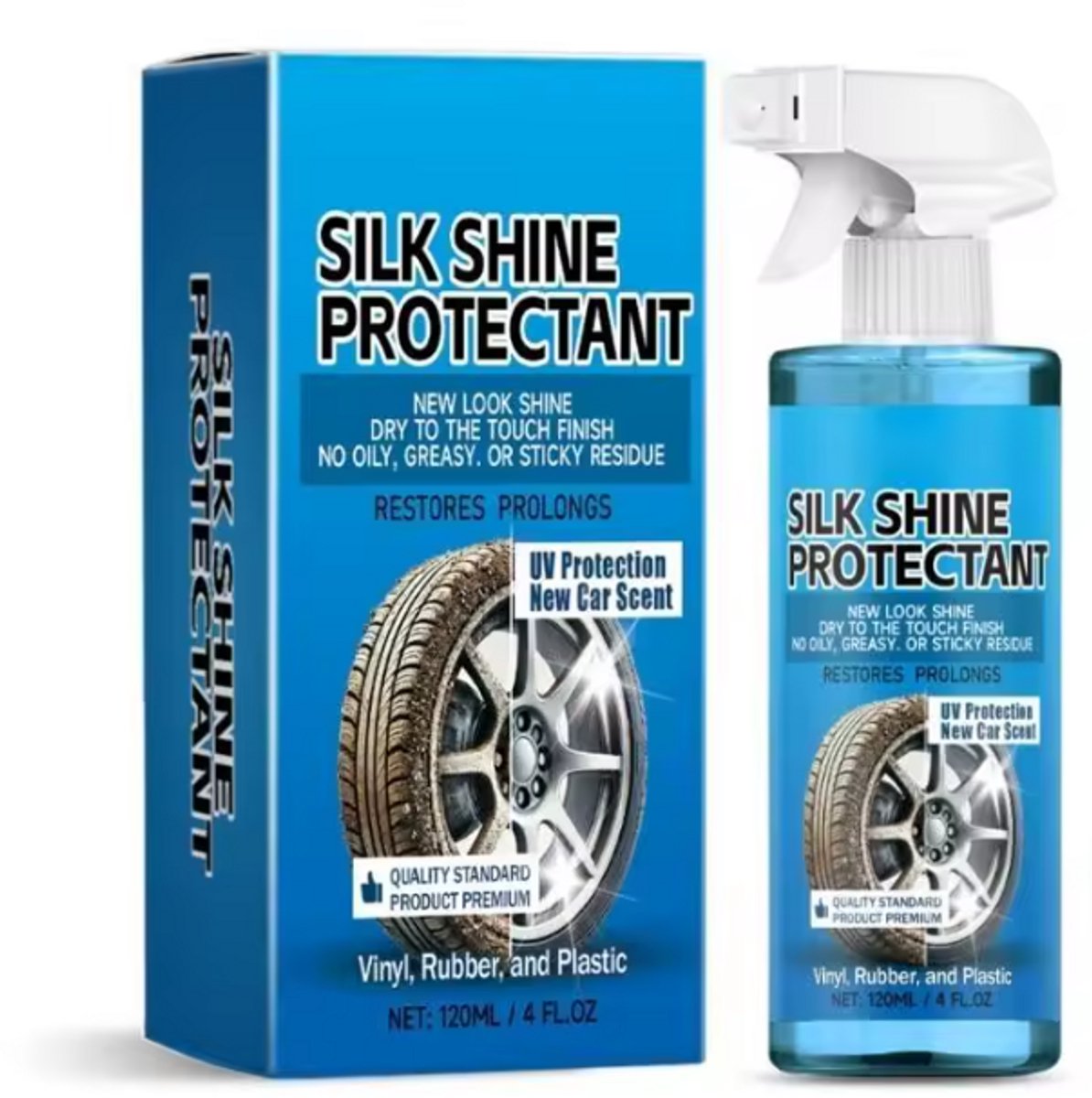 TLVX Banden en Velgen Reinigen Sprayfles 120ML/ Glans banden Coating / Wheel Cleaner / Uitdroging rubber bescherming / Vuilafstotend / Banden en velgen schoonmaken Auto / Motor / Fiets / Fatbike / Langdurige bescherming / Banden en velgen als nieuw