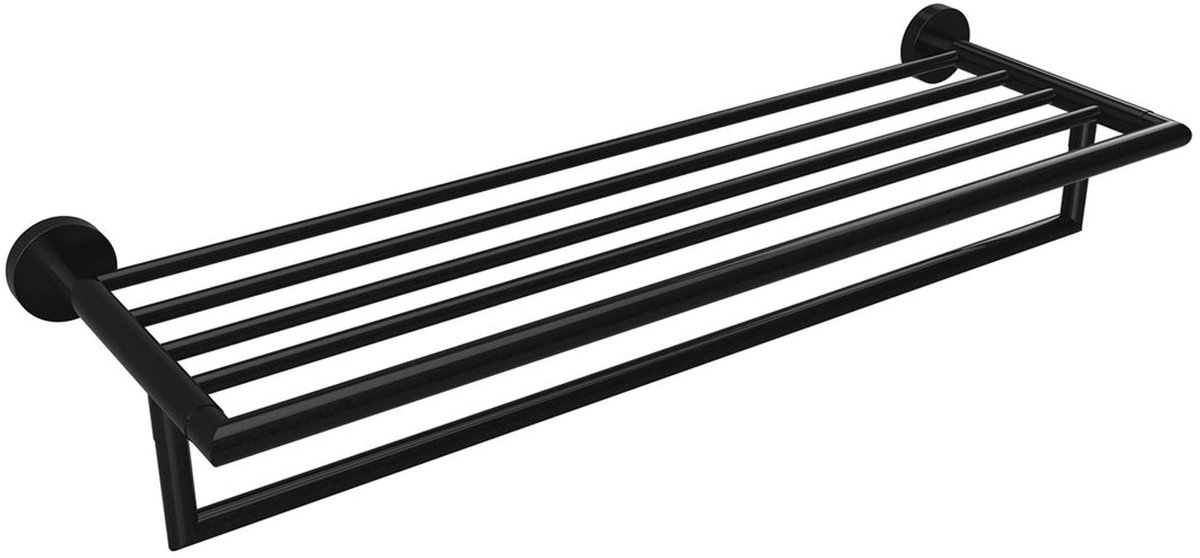 Sapho X-Round - Planchet met handdoekhouder, lengte 6 cm, zwart XR421B
