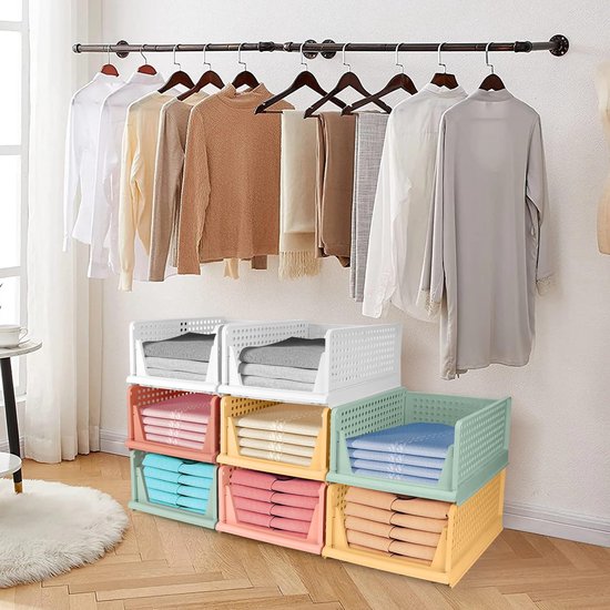 MYCEE Stackable Wardrobe Shelves, Wardrobe Organiser, Wardrobe