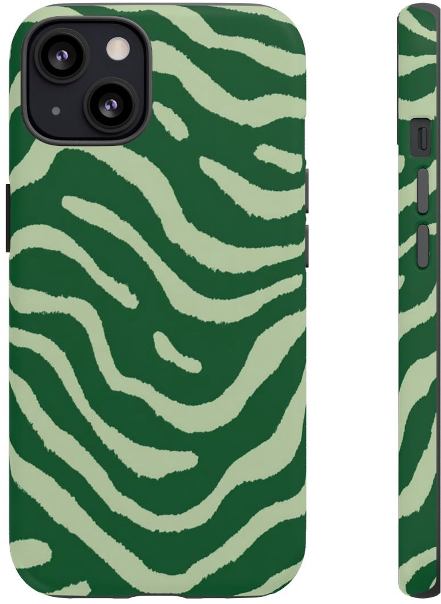 Groen Golvend Strepenpatroon – Telefoonhoesje Geschikt voor iPhone 13