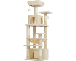 Kattenu CatHouse krabpaal voor katten - Grote krabpaal voor katten - Beige - Kattenboom met katten klimmuur - Medium